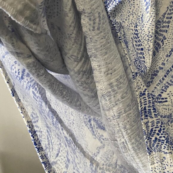 Refashioned Plus Size Upcycled 100% Cotton White Blue Double Gauze Strap Dress - Picture 13 of 13